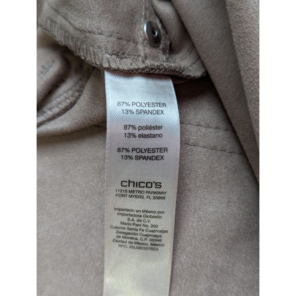 Chicos Faux Suede Pants Beige High Waist Straight Leg Stretch Classic Large - Picture 6 of 9